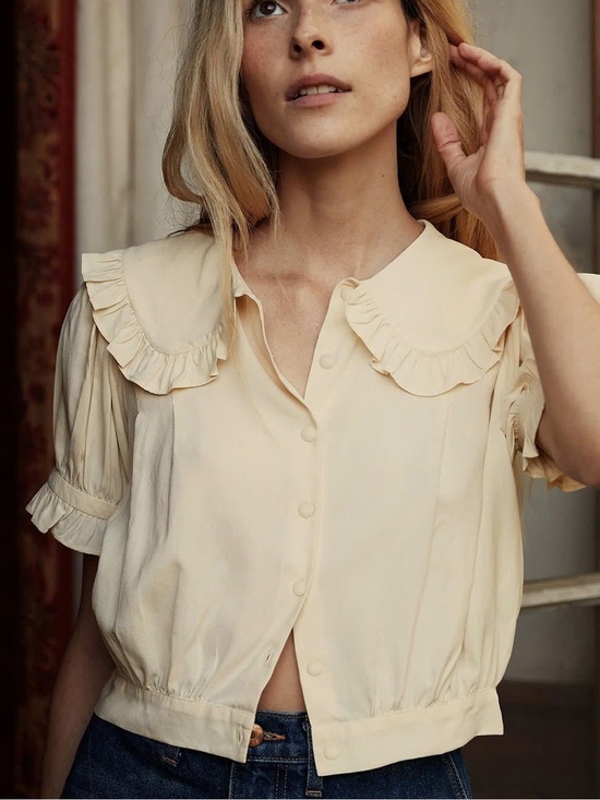 Doen Tops - Doen Silk Sparrow Top in Ivory